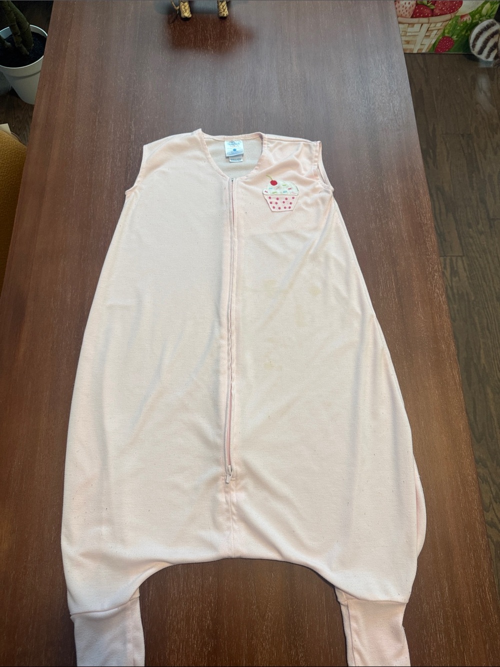 Halo Light Pink Sleep Sack Pajamas with Cupcake Appliqué